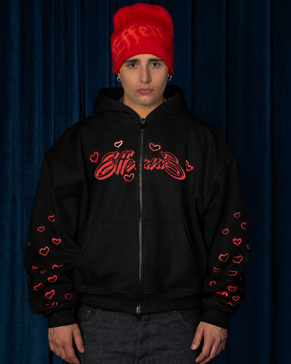 Hoodie Zip Love Black