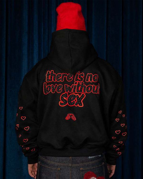 Hoodie Zip Love Black