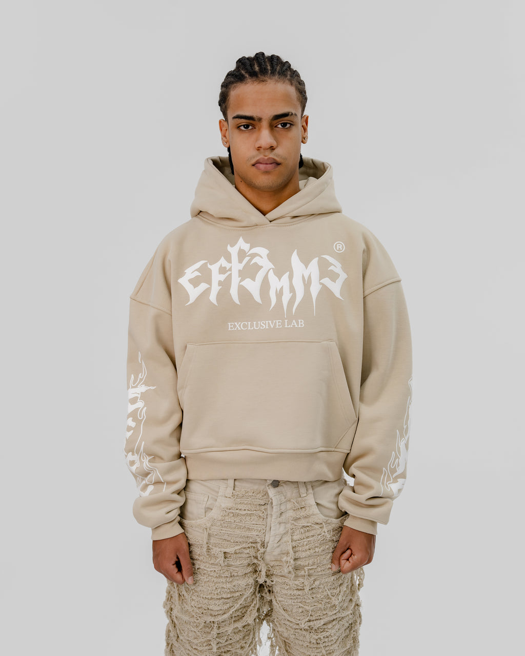 Hoodie Flame Beige
