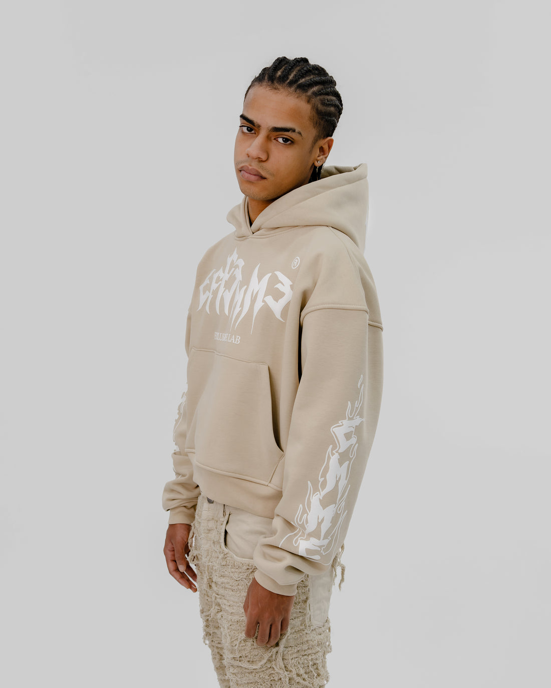 Hoodie Flame Beige