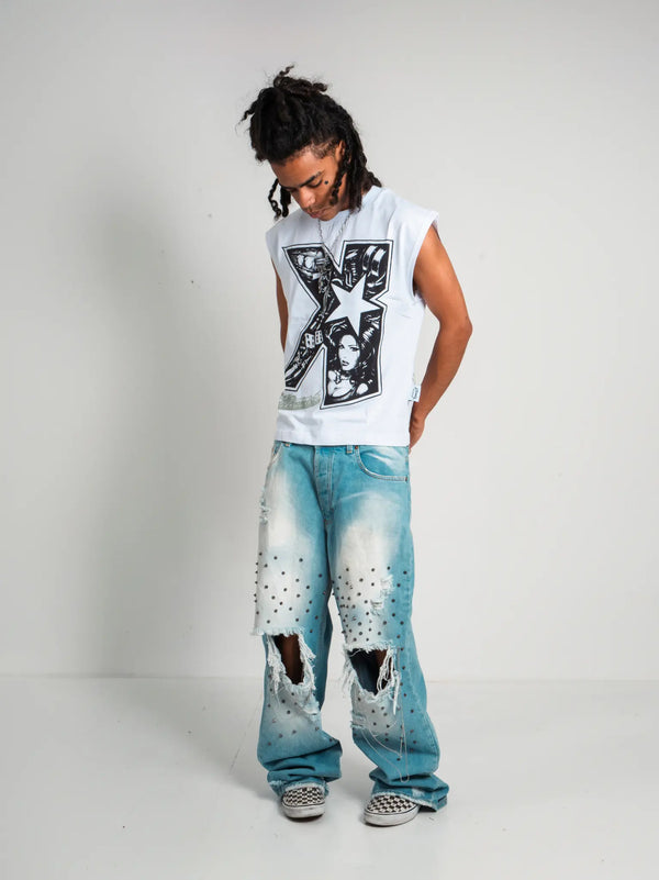 DENIM BAGGY CHAIN BROKEN