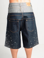 DENIM SHORT BELT PEARLED