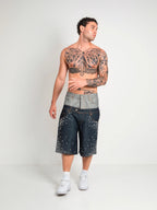 DENIM SHORT BELT PEARLED
