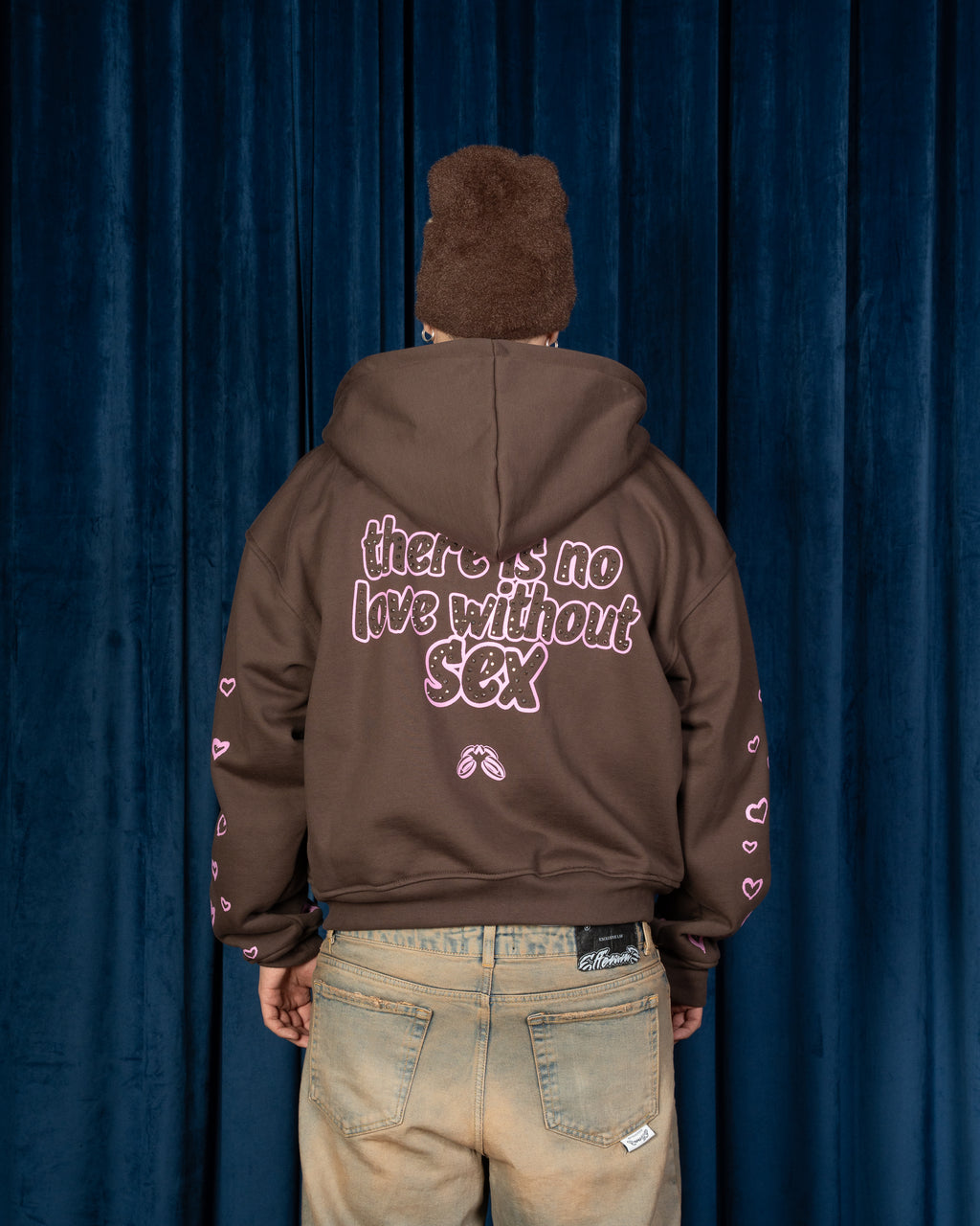Hoodie Zip Love Brown