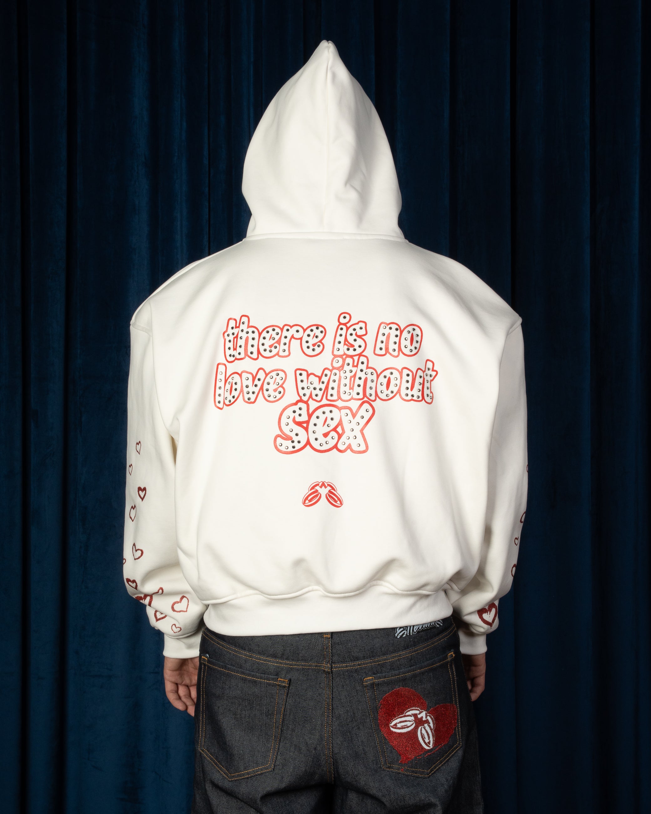 Hoodie zip Love white