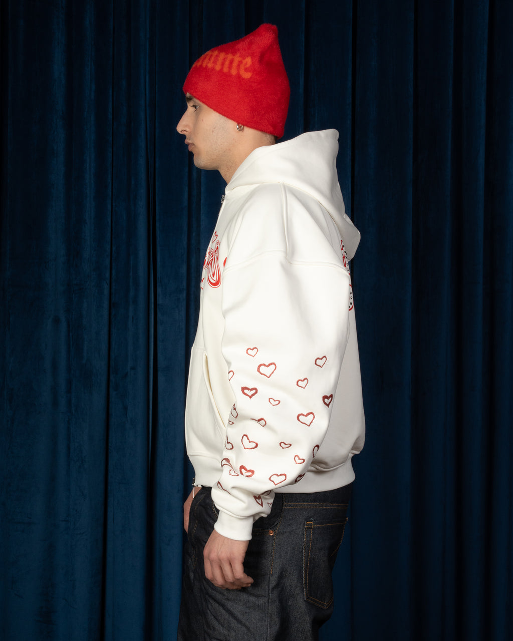 Hoodie zip Love white