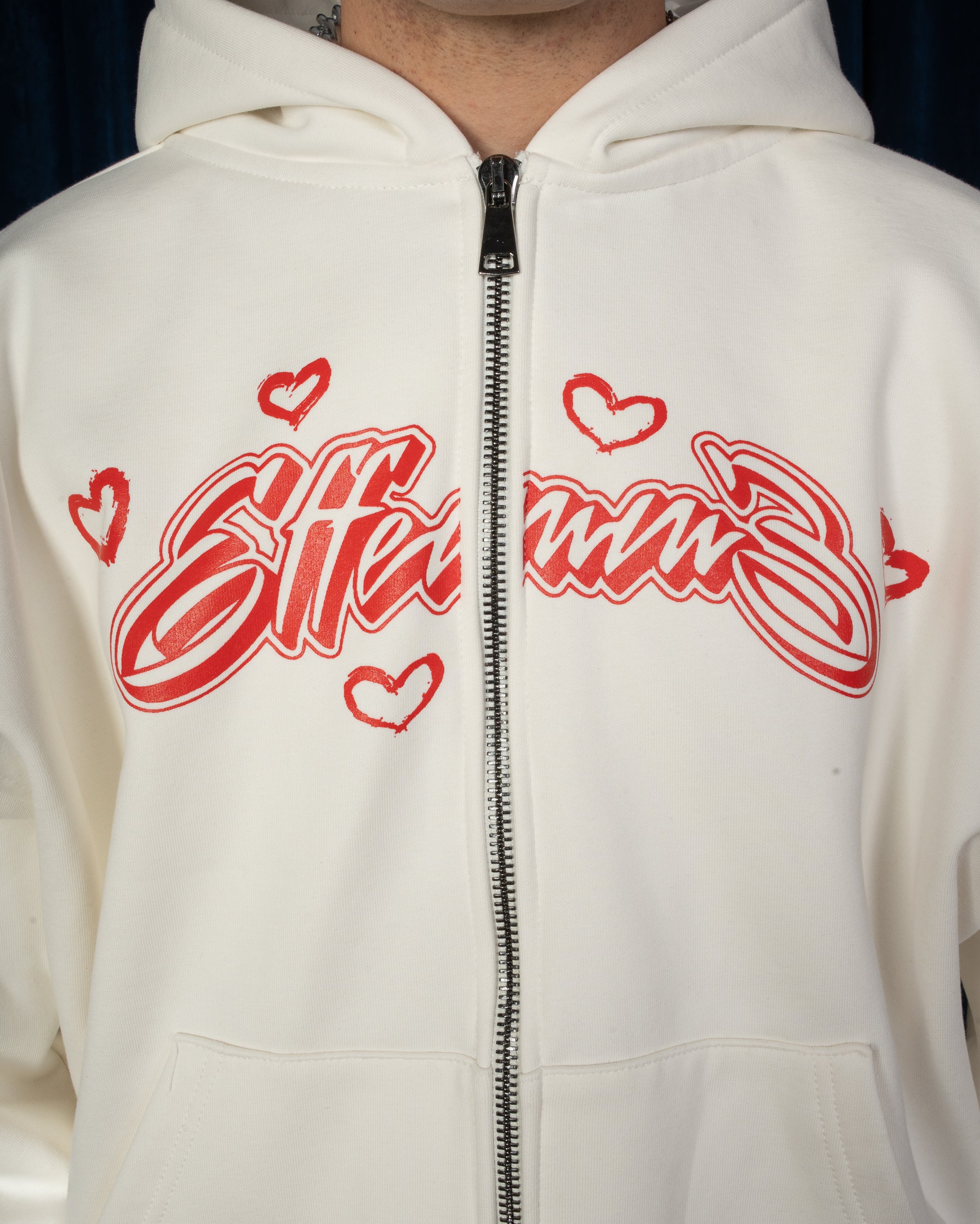 Hoodie zip Love white
