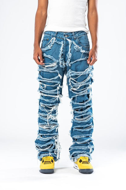 Vaqueros de doble denim con lavado medio Effemme Exclusive Lab