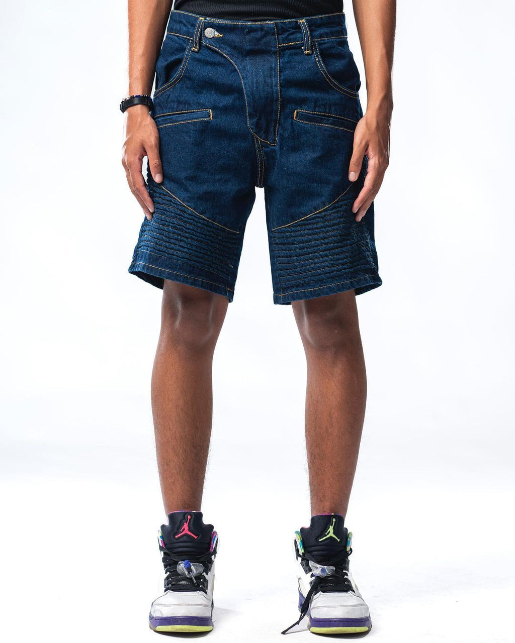 Bermuda in denim scuro modello biker Effemme Exclusive Lab