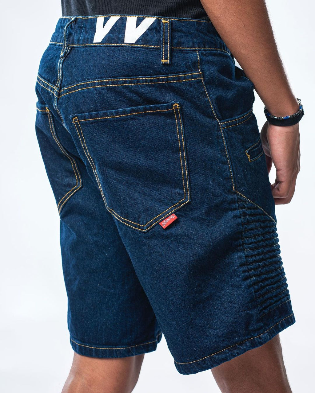 Bermuda in denim scuro modello biker Effemme Exclusive Lab