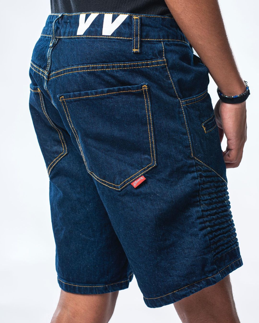 Bermuda in denim scuro modello biker Effemme Exclusive Lab