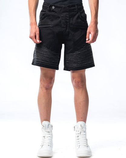 Bermuda nero in denim modello biker Effemme Exclusive Lab