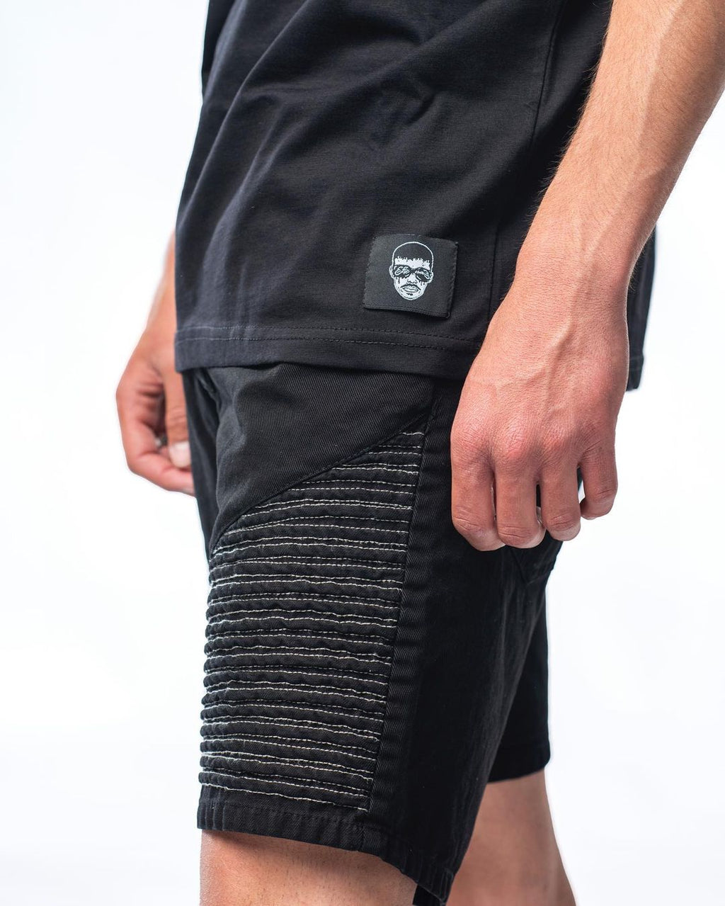 Bermuda nero in denim modello biker Effemme Exclusive Lab