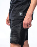 Bermuda nero in denim modello biker Effemme Exclusive Lab