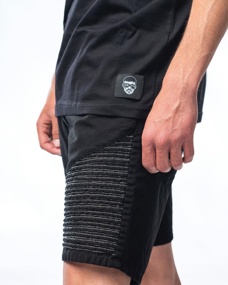 Bermuda nero in denim modello biker Effemme Exclusive Lab