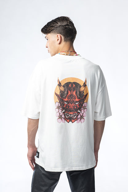 White T-shirt with Demon print