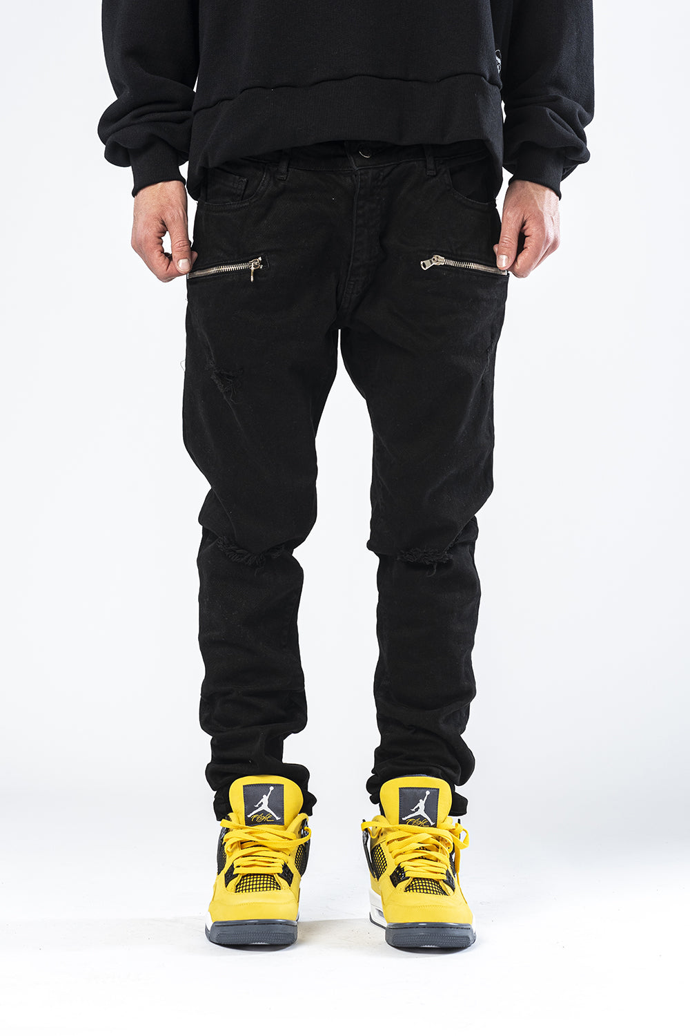 Jeans nero biker con zip Effemme Exclusive Lab