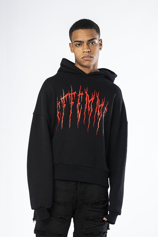Black hooded sweatshirt with Halloween Effemme Exclusive Lab print