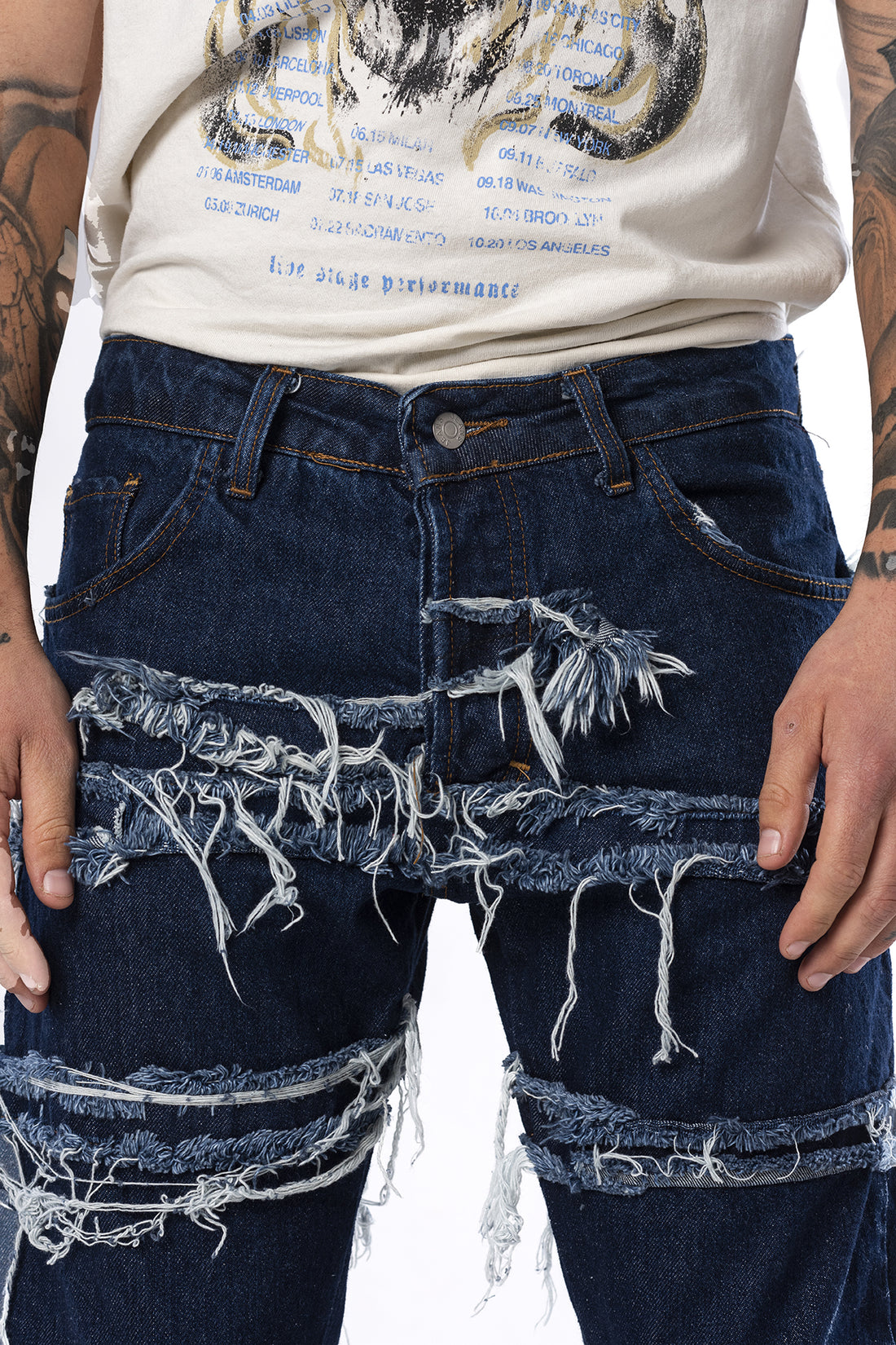 Jeans lavaggio scuro con applicazioni toppe Effemme Exclusive Lab