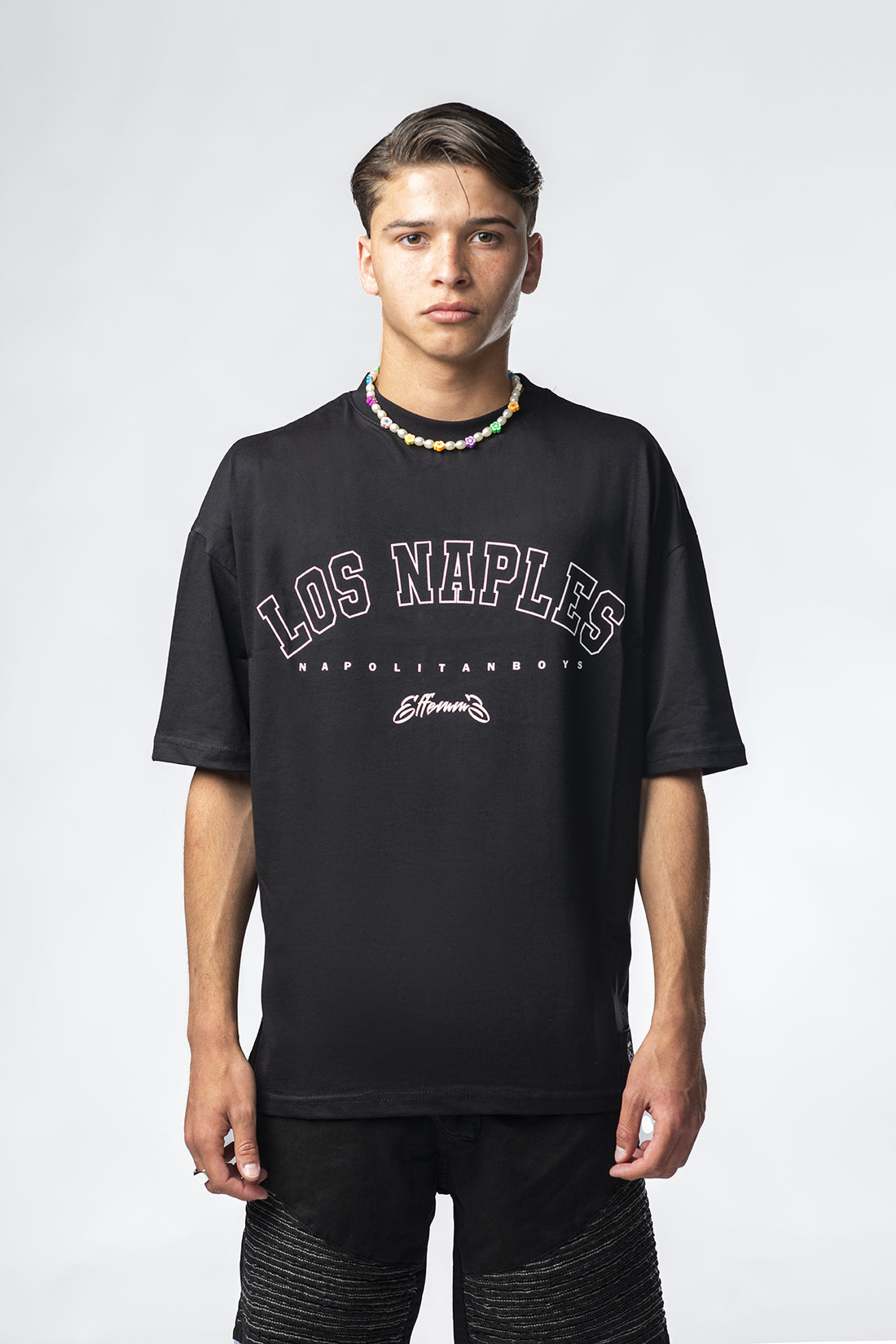 T-shirt nera con stampa Los Naples