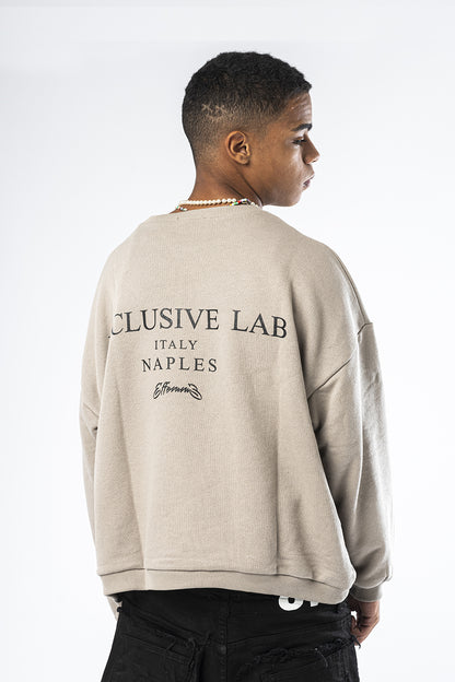 Beige crewneck sweatshirt with Heart Effemme Exclusive Lab print