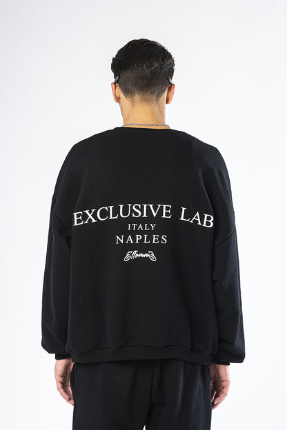 Black crewneck sweatshirt with Heart Effemme Exclusive Lab print