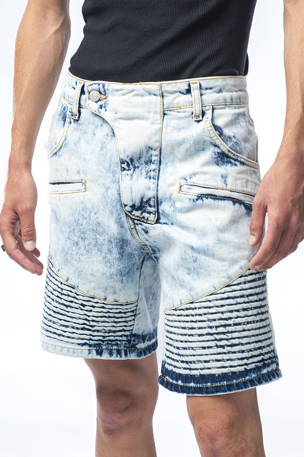 Bermuda in denim modello biker lavaggio marmorizzato Effemme Exclusive Lab