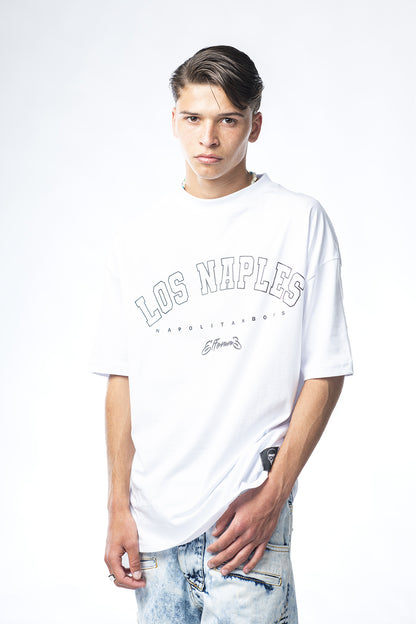 T-shirt bianca Effemme con stampa Los Naples
