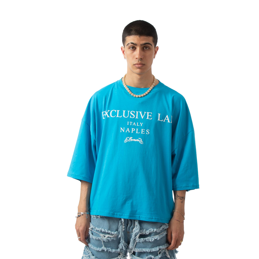 Cropped tee "Graffiti" Sky Blue Effemme Exclusive Lab