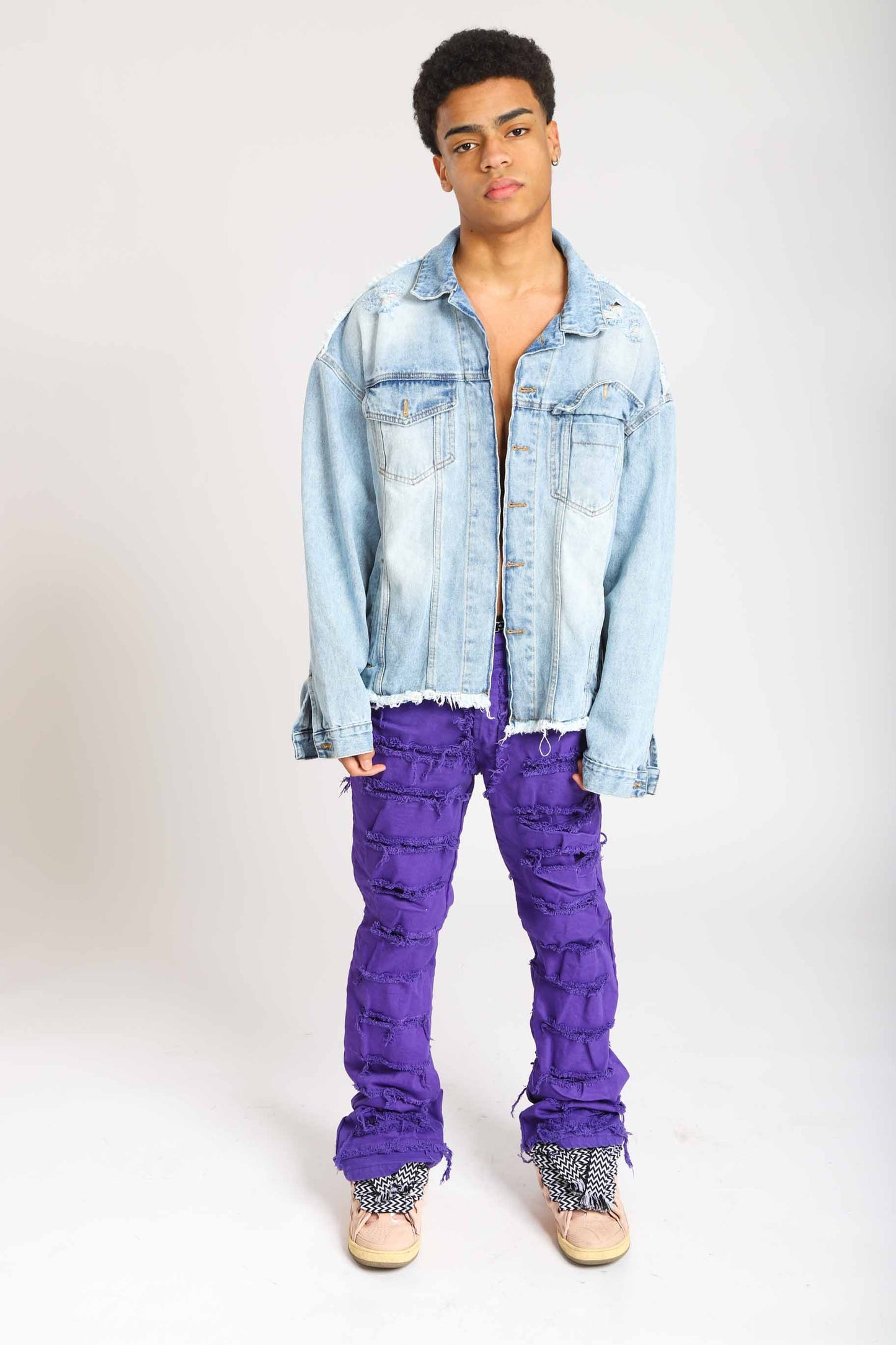Purple double denim jeans Effemme Exclusive Lab