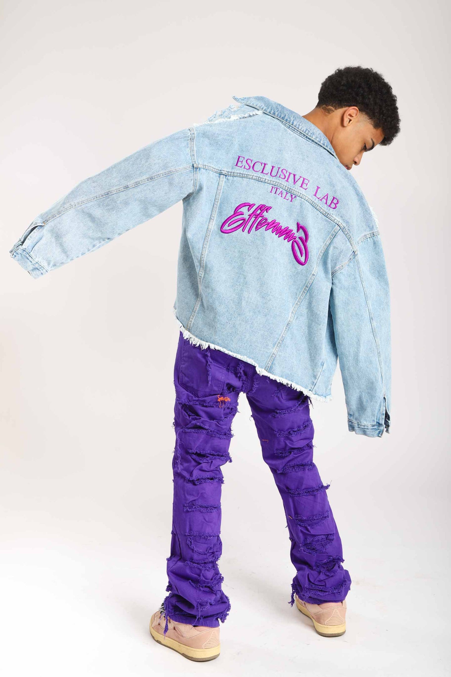 Purple double denim jeans Effemme Exclusive Lab