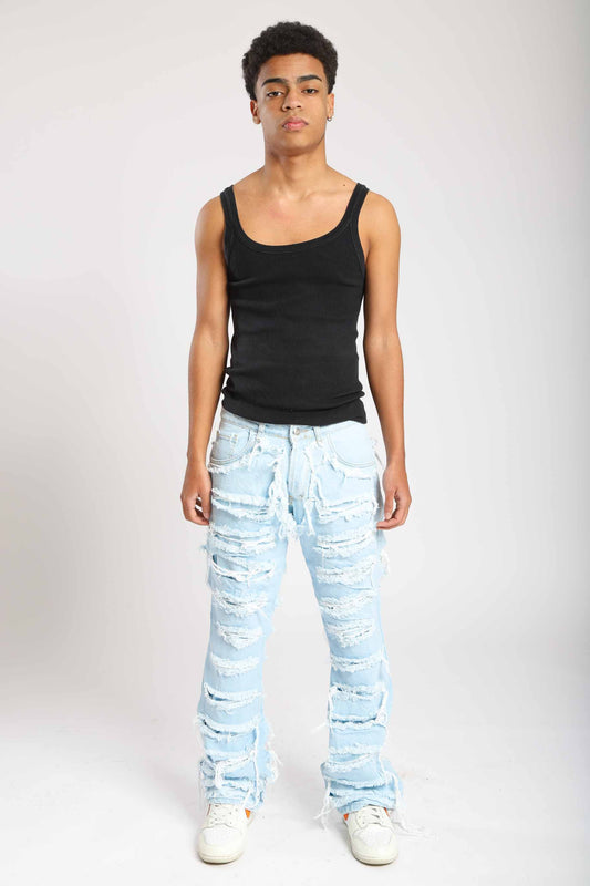 Jeans double denim lavaggio chiaro
