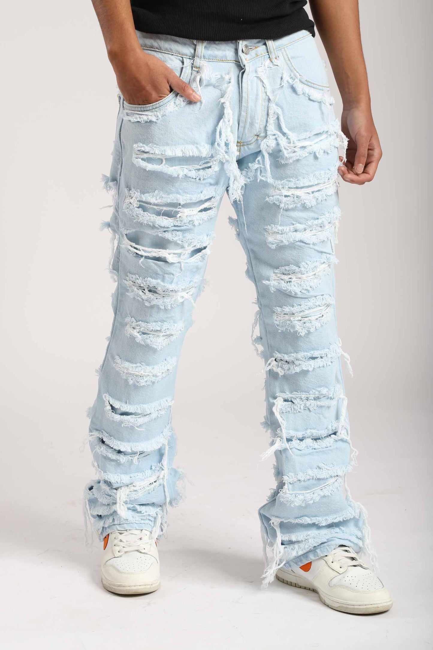 Jeans double denim lavaggio chiaro