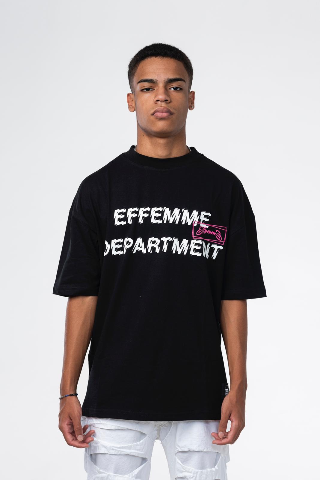 T-shirt nera con stampa Effemme Department