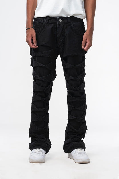 Black jeans with double denim effect Effemme Exclusive Lab