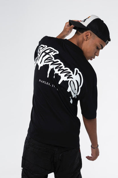 Black T-shirt with Effemme print on the back