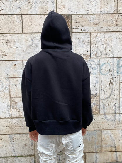 Black hooded sweatshirt with LOVE print