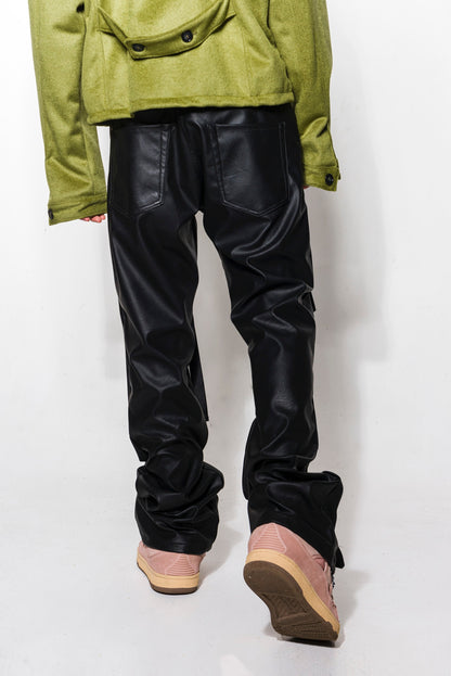 Faux leather cargo pants with side pockets